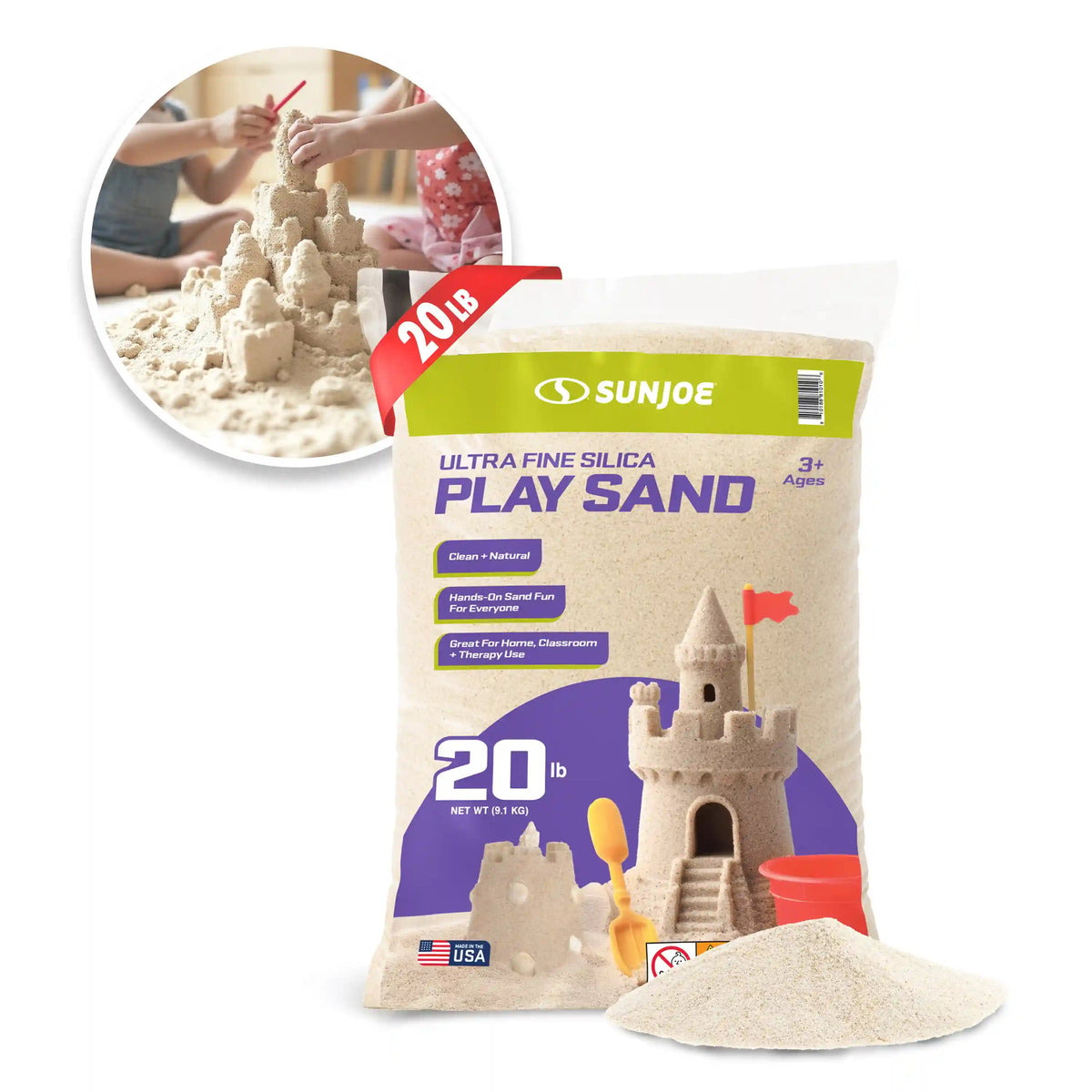 Sun Joe Ultra Fina Silica Play Sand | 20-Lb. Bag