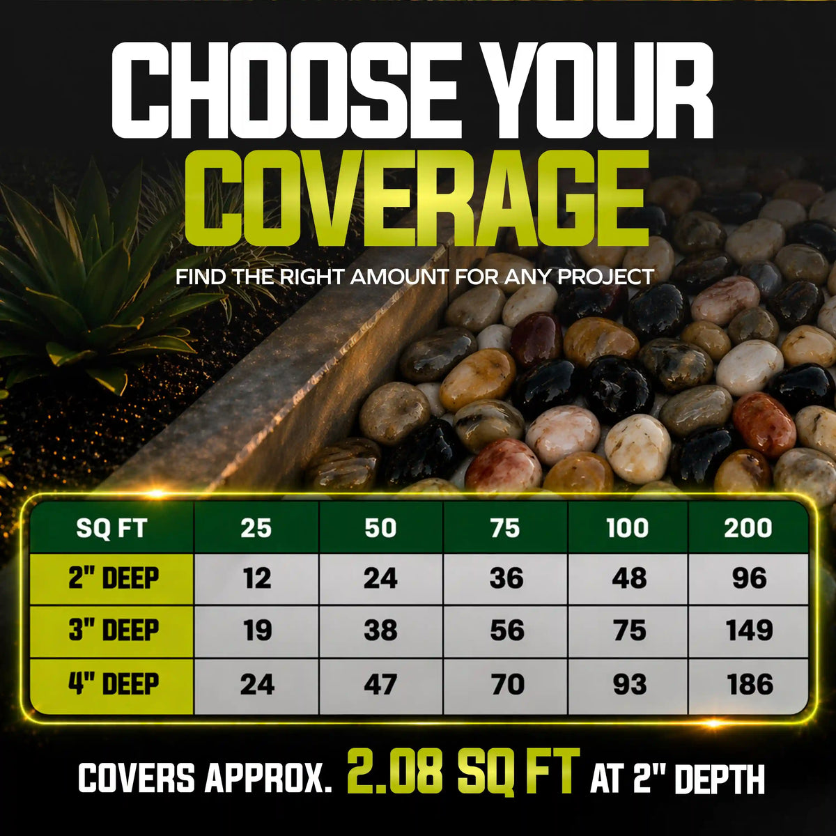 Sun Joe Premium High-polish Mixed Decorative River Rocks | 1-2 In. Stone Size | 40-Lb. Bag