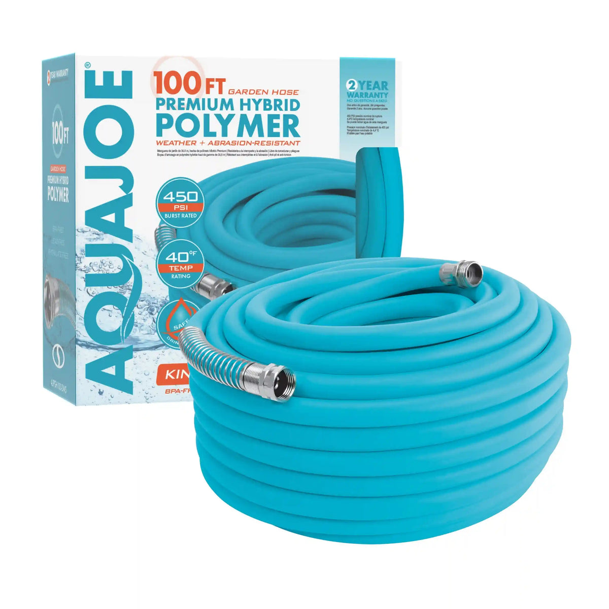 Aqua Joe Hybrid Polymer FLEX Garden Hose | 100-Foot | 5/8-Inch Diameter