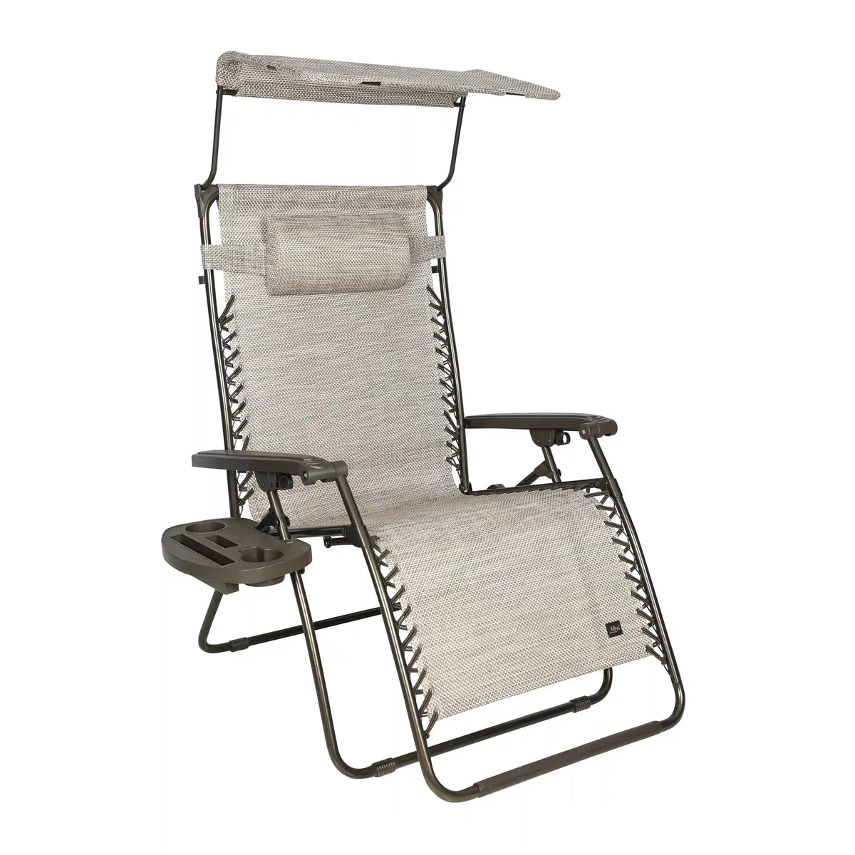Bliss Hammocks Gravity Free Chair w/ Canopy, Drink Tray, & Pillow | 33-in. Wide XXL | Weather & Rust Resistant | 360 Lb. Capacity | Sand