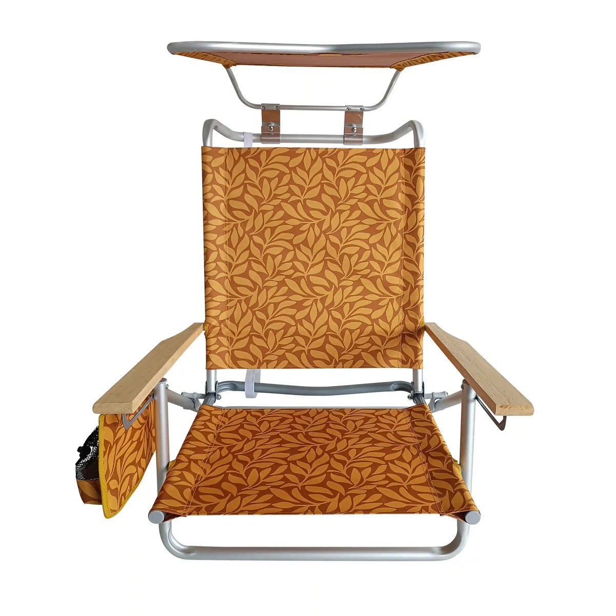 Bliss Hammocks Fldng Beach Chair | W/Canopy, Pocket, Cup Hldr, & Carry Straps | Amber Leaf