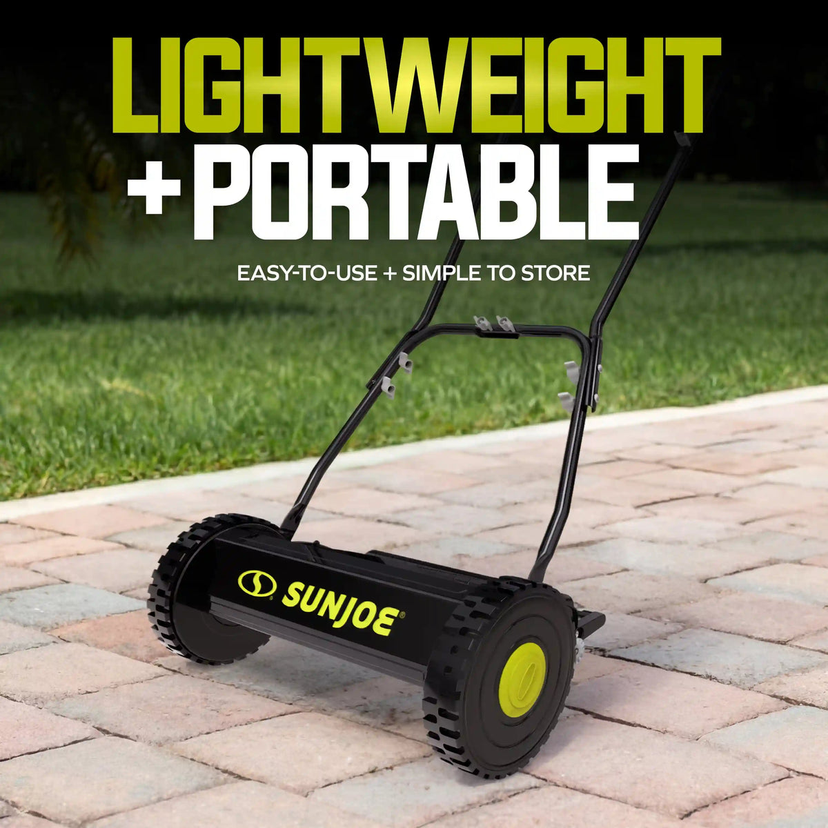 Sun Joe Manual Reel Mower without Grass Catcher | 16 inch | 4 Height Positions