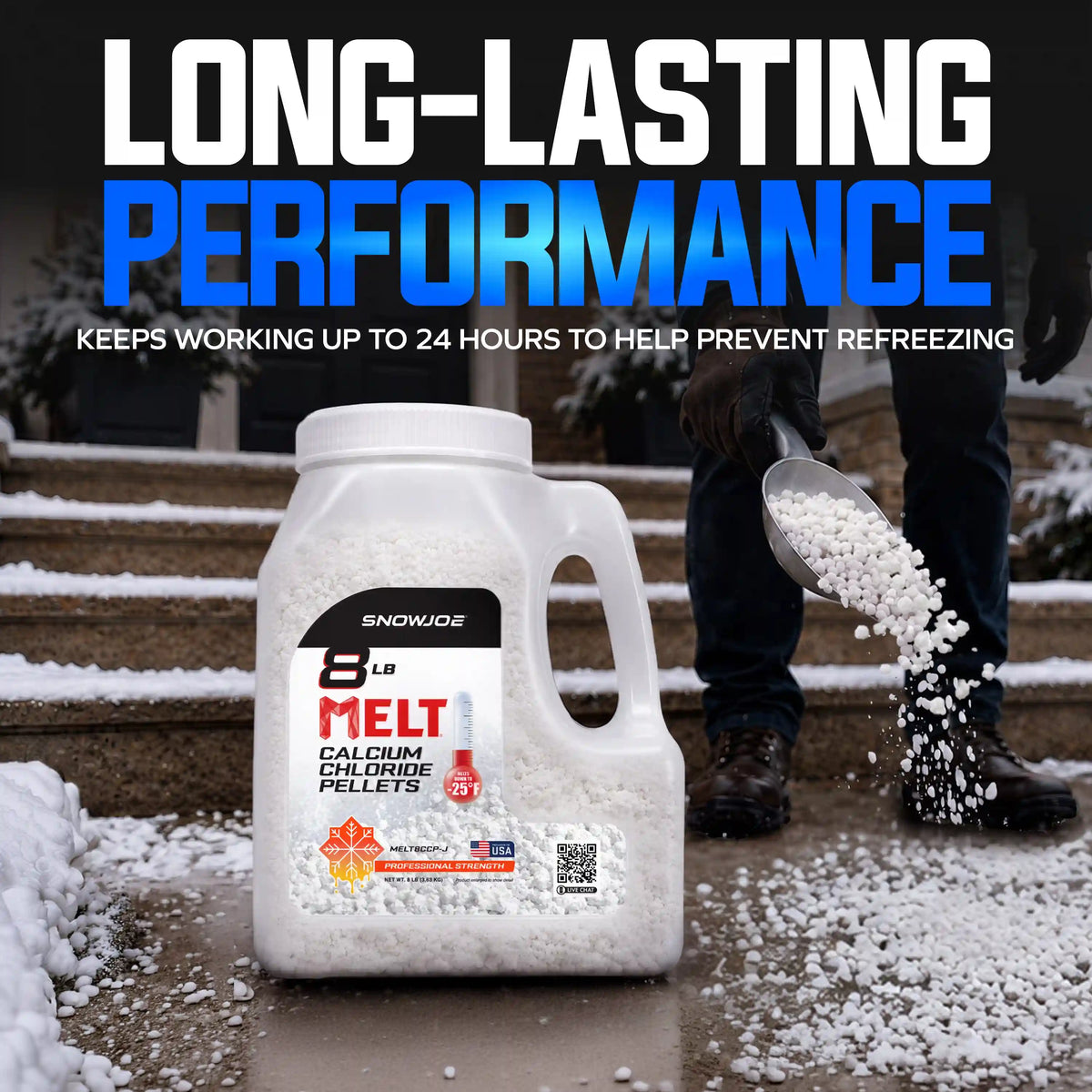 Snow Joe MELT8CCP-J Calcium Chloride Pellets Professional Strength Ice Melter| 8 Lbs.