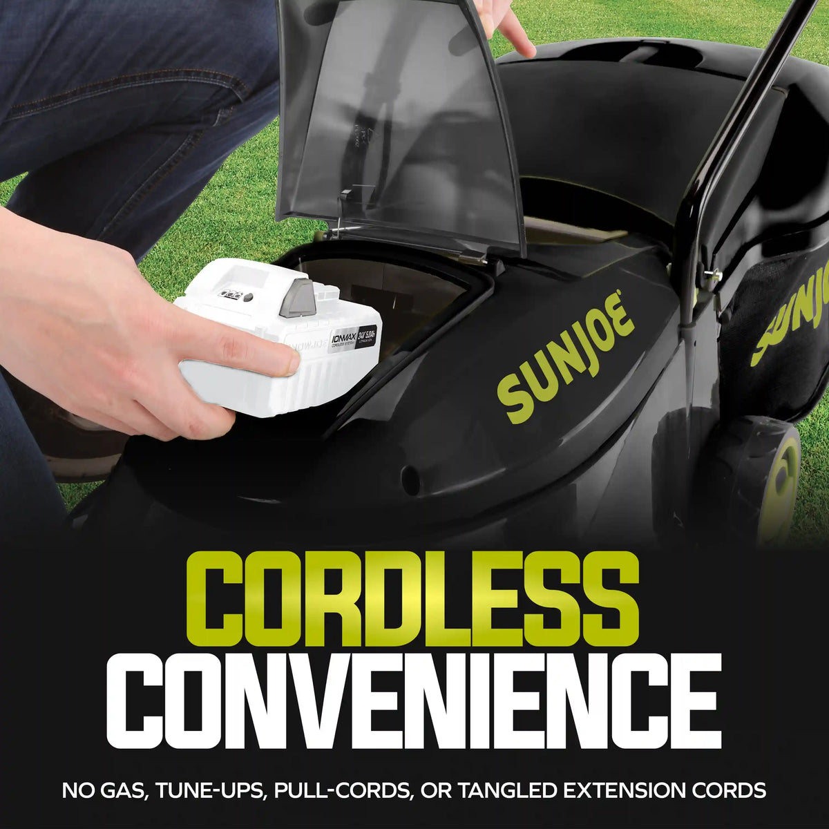 Sun Joe 24-Volt* IONMAX Cordless Brushless Lawn Mower Kit | 14-inch | W/ 5.0-Ah Battery + Charger