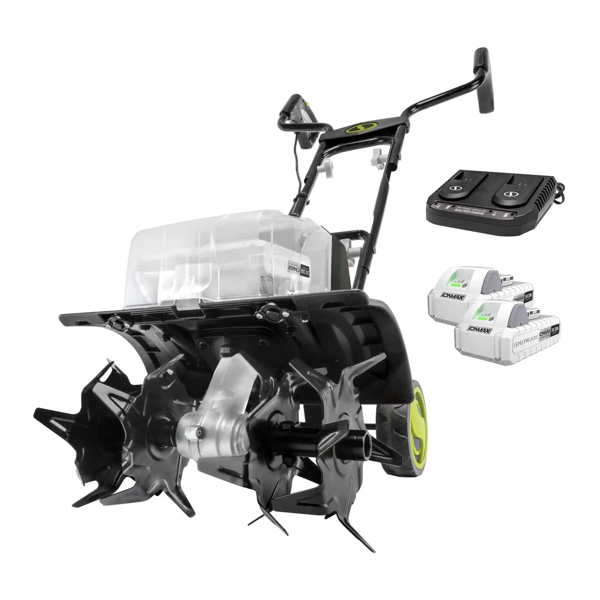 Sun Joe 48-Volt* IONMAX Cordless Garden Tiller/Cultivator Kit | W/ 2 x 2.0-Ah Batteries + Dual Port Charger