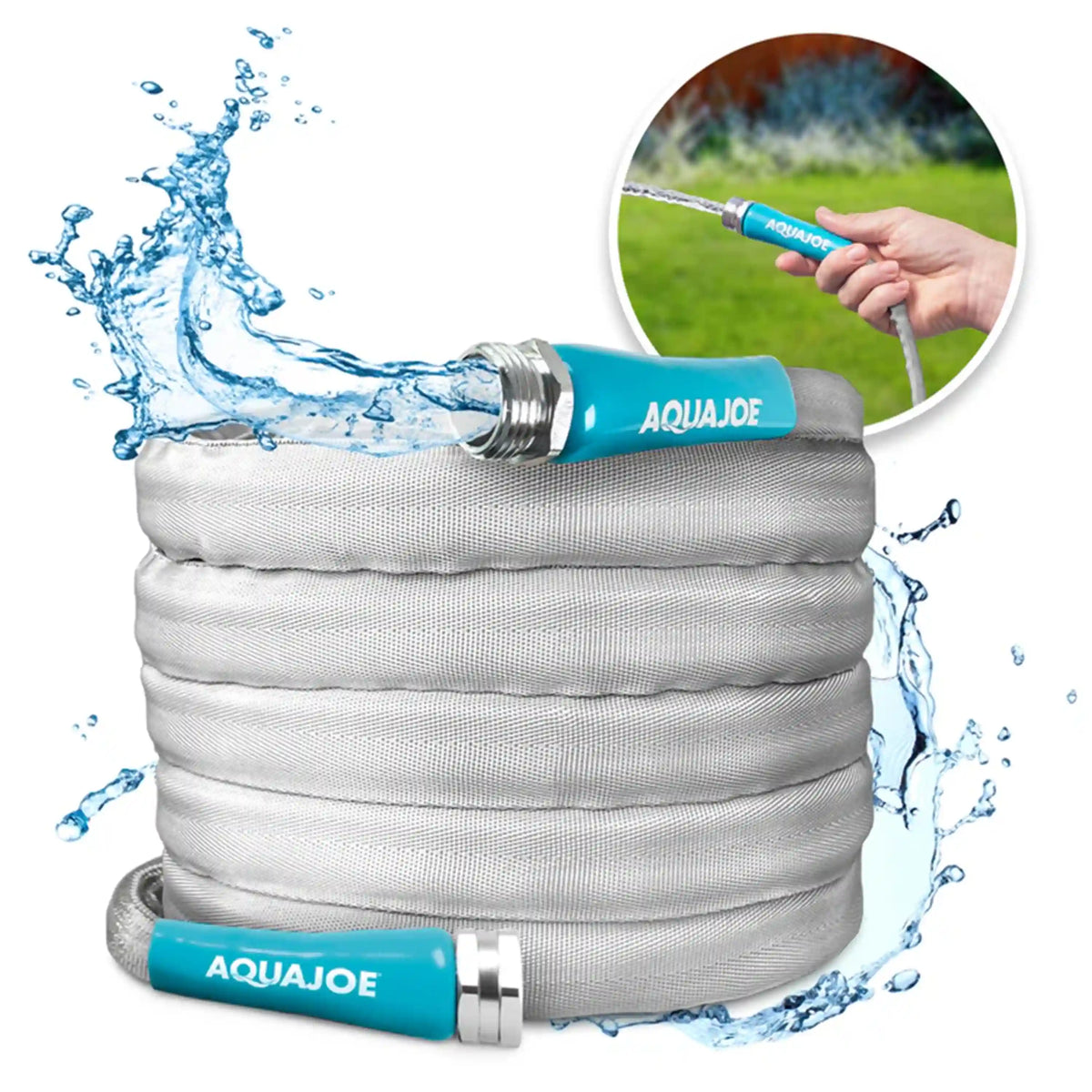 Aqua Joe Xtreme Fiberjacket Garden Hose | 25-Foot x 1/2-Inch | Kink-Free | Metal Fittings
