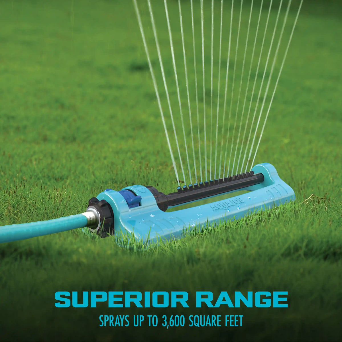 Aqua Joe Indestructible Metal Base Oscillating Sprinkler | Adjustable Spray Patterns | 3,600 Sq. Ft. Max Coverage