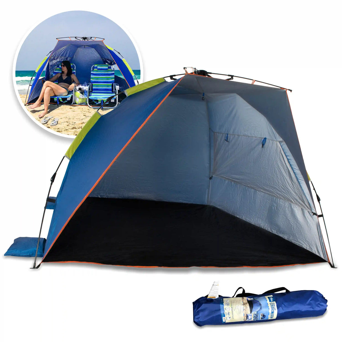 Bliss Hammocks Pop-Up Beach Tent w/Carrying Bag, Collapsible Design, Sun Protection and Weather Resistant