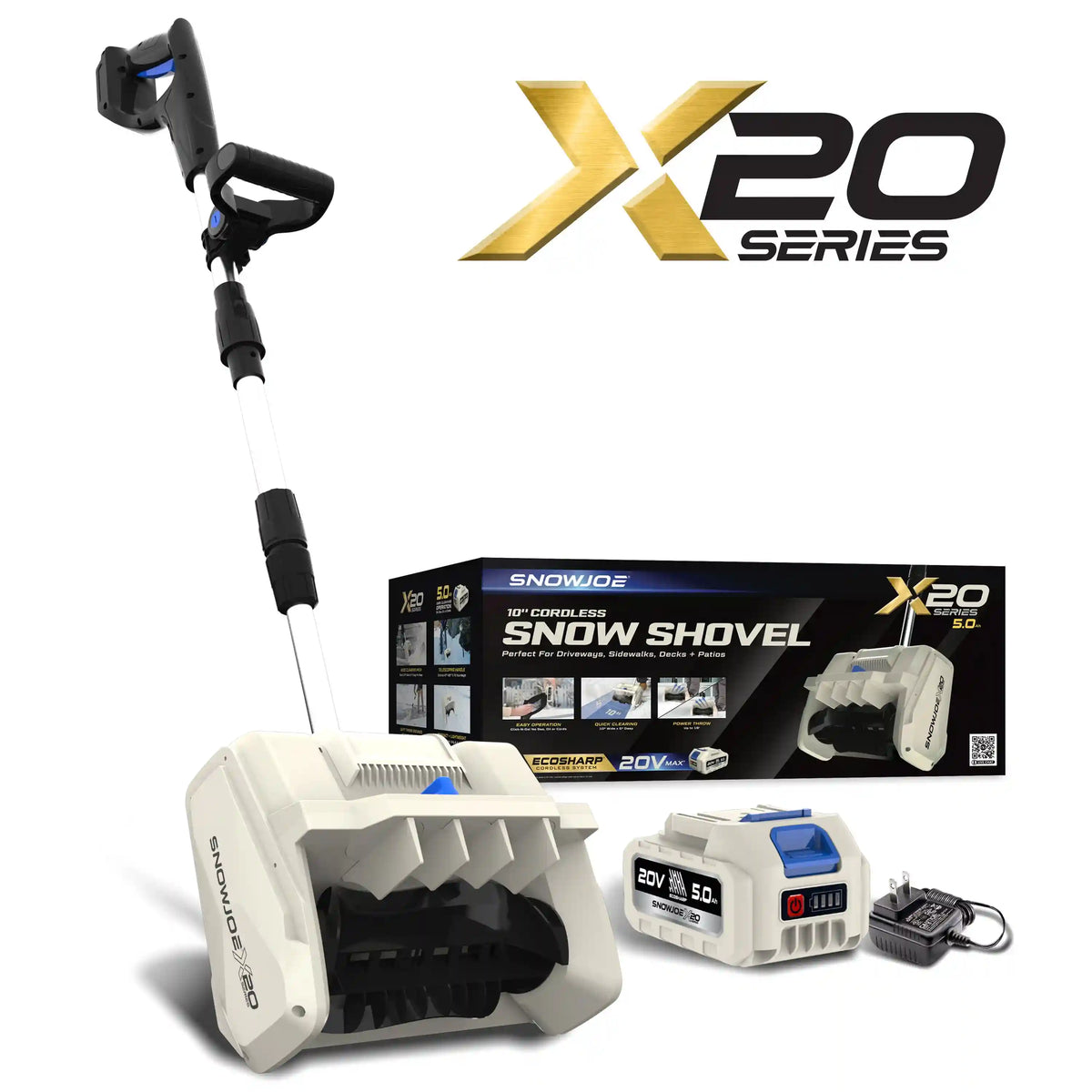 Snow Joe 20-Volt Cordless Snow Shovel Kit | Directional Chute | Brushless Motor | W/ 5.0-Ah Battery + Charger