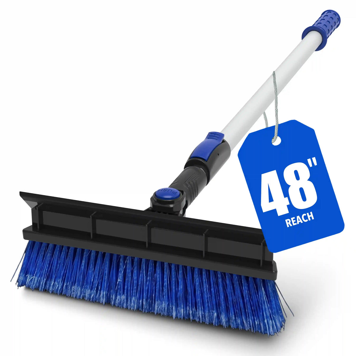 Snow Joe Extendable Telescopic Snow Brush | Full Brush + Wide Blade | Second Grip | 48-Inch