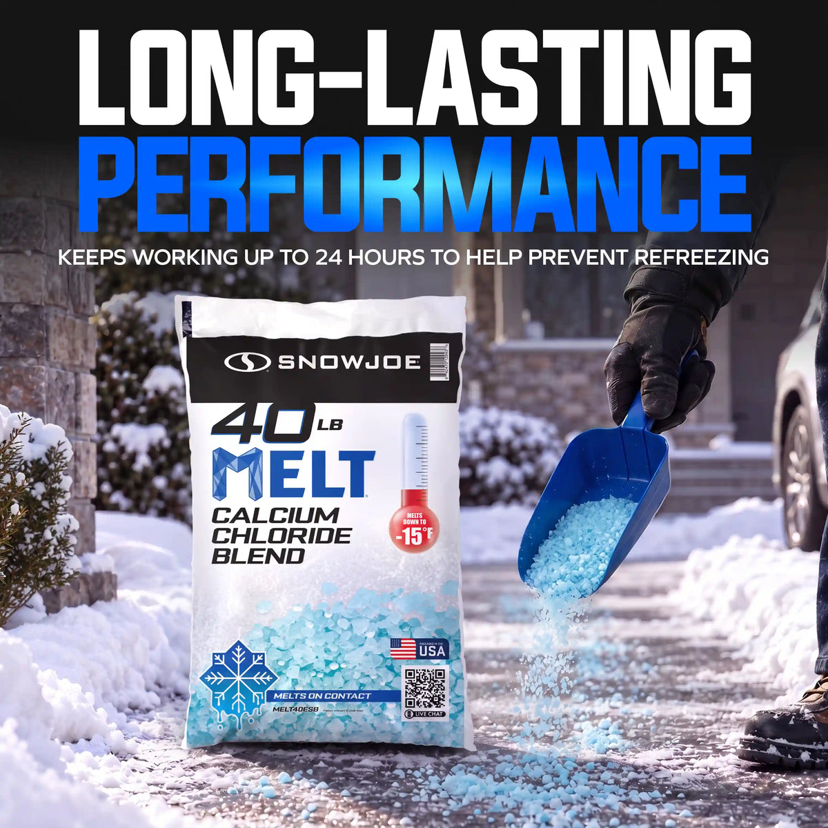 Snow Joe Calcium Chloride Ice Melt Blend | 40-Lb. Bag | Melts Down To -15°F