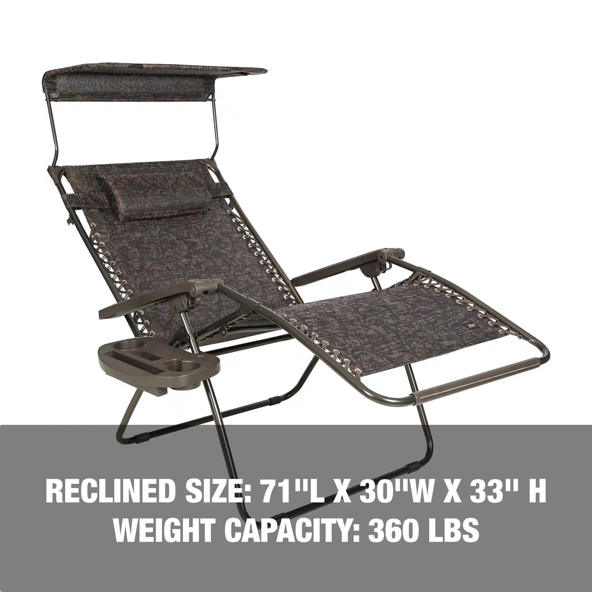 Bliss Hammocks Gravity Free Chair w/ Canopy , Drink Tray, & Pillow | 30-in. Wide XL | Weather & Rust Resistant | 360 Lb. Capacity