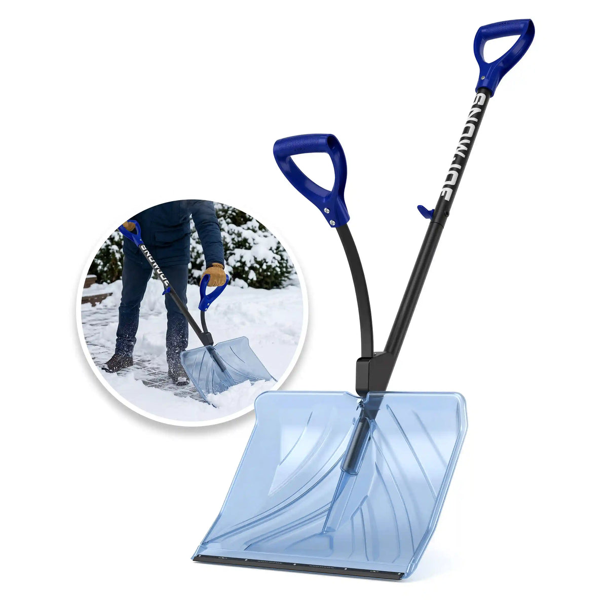 Snow Joe Shovelution Strain-Reducing Shatter-Resistant Polycarbonate Snow Shovel W/ Spring Assisted Handle | 18-inch