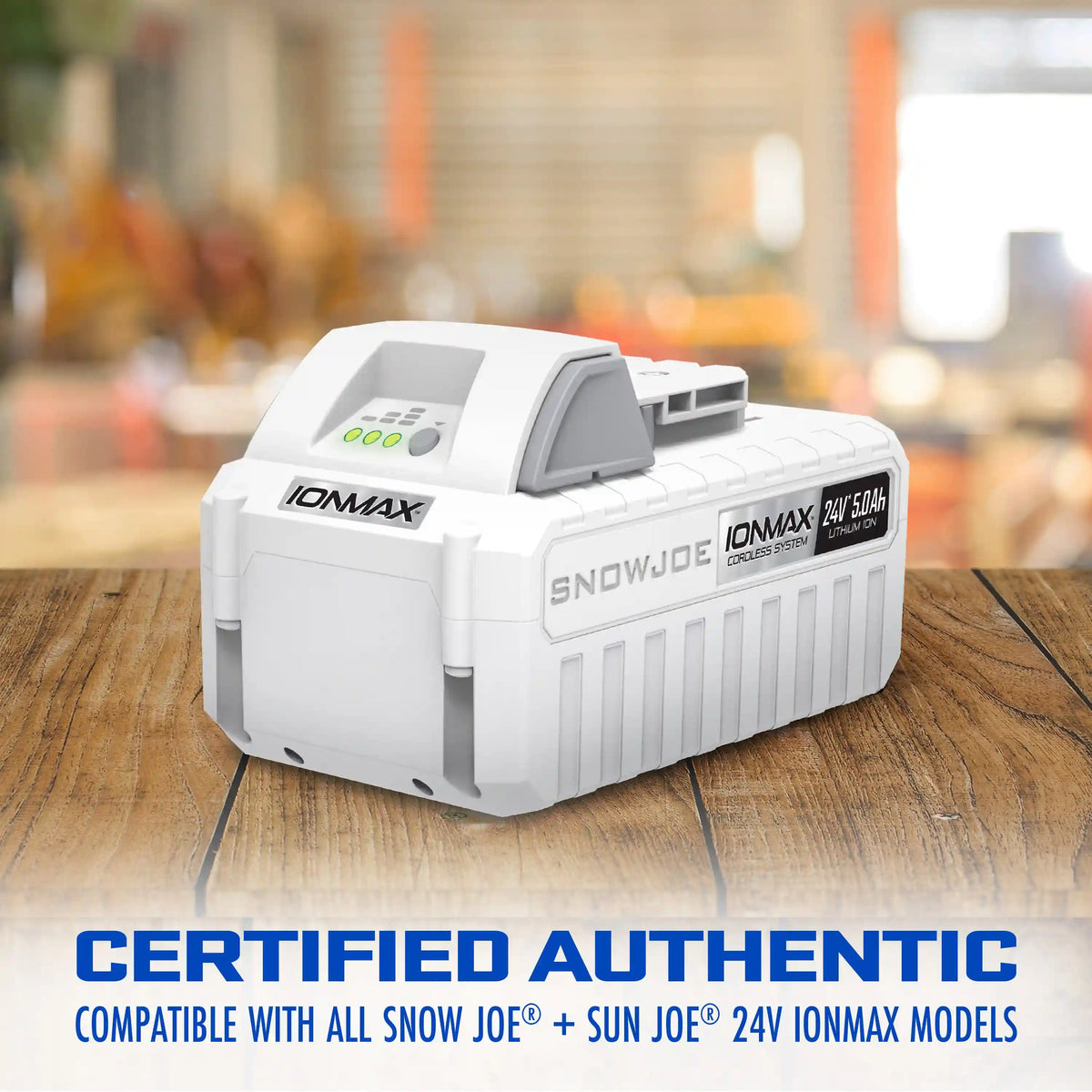 Snow Joe CERTIFIED AUTHENTIC IONMAX 24-Volt* 5.0-Ah Lithium-ION Battery | Universal JOE Brands (Sun Joe, Auto Joe, Snow Joe, Power Joe) IONMAX Devices | Battery Management System | 3-Stage LED Display