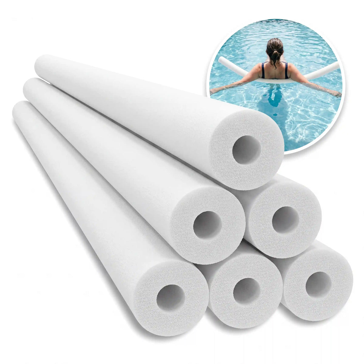Aqua Joe 48" Pool Noodle | 6-pack | White