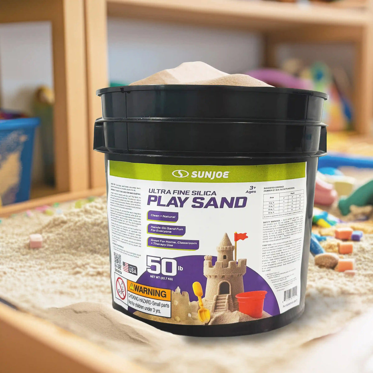 Sun Joe Ultra Fine Silica Play Sand | 50 Lb. Bucket