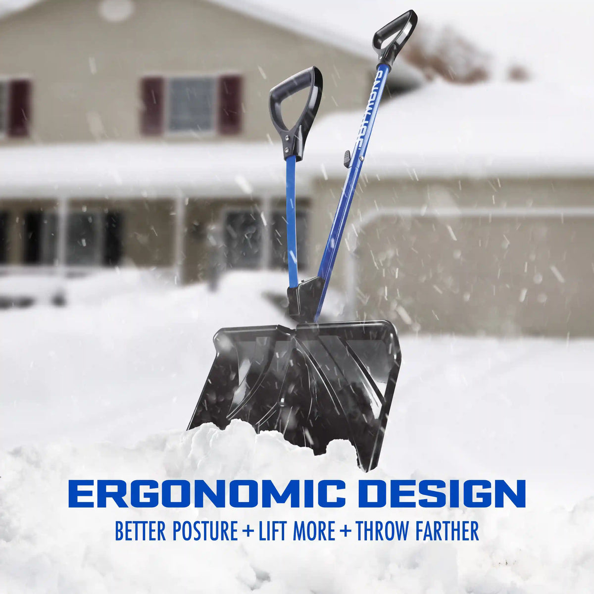 Snow Joe Shovelution Strain-Reducing Snow Shovel | 18-Inch | Spring Assisted Handle