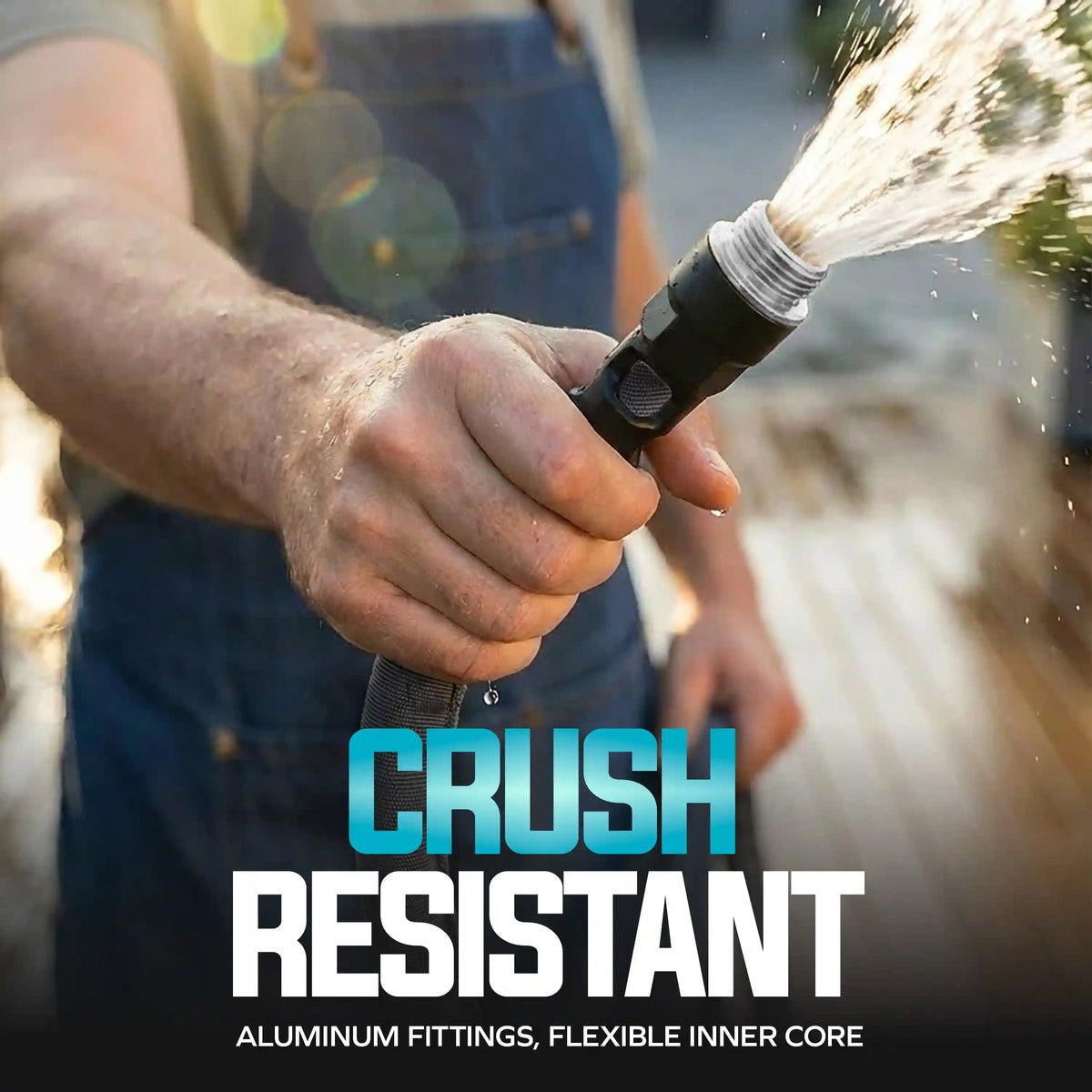 Aqua Joe Kink + Twist-Resistant Weather-Resistant FiberJacket Garden Hose | 100-Foot | 5/8-Inch Diameter