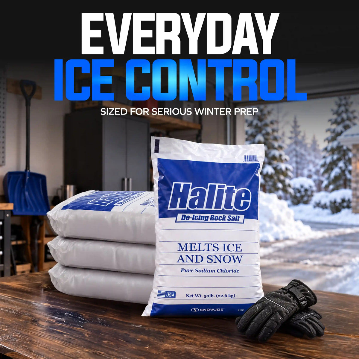 Halite Rock Salt Ice and Snow Melt and Deicer | 50 Lb. Bag