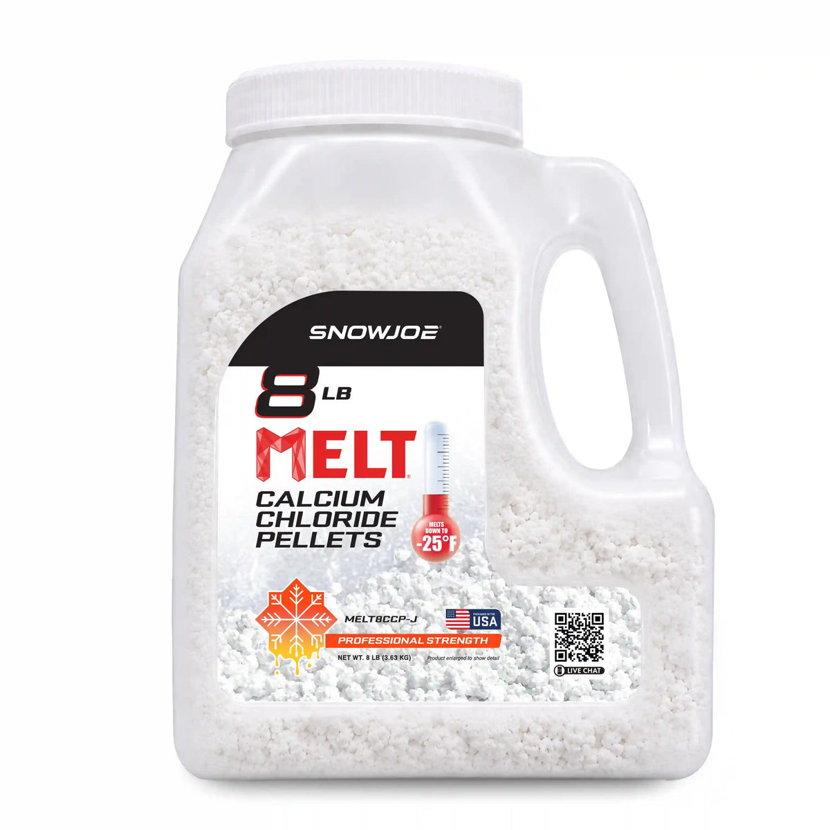 Snow Joe MELT8CCP-J Calcium Chloride Pellets Professional Strength Ice Melter| 8 Lbs.