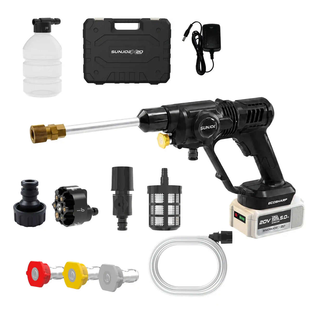 Sun Joe 20-Volt ECOSHARP Cordless X20 Pressure Sprayer | 290 PSI | W/ 5000 mAh (5.0-Amp) Battery + Charger