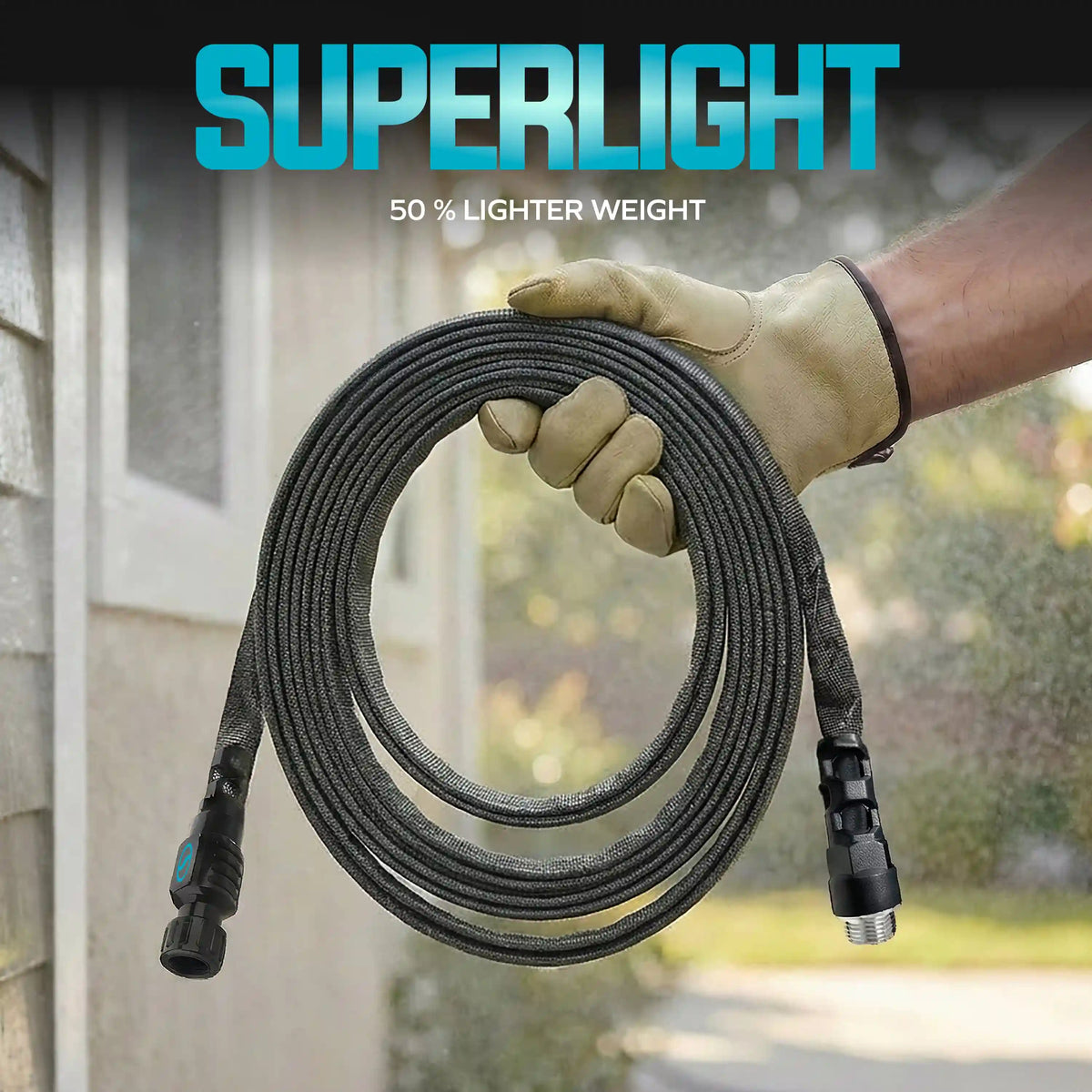 Aqua Joe Kink + Twist-Resistant Weather-Resistant FiberJacket Garden Hose | 25-Foot | 5/8-Inch Diameter