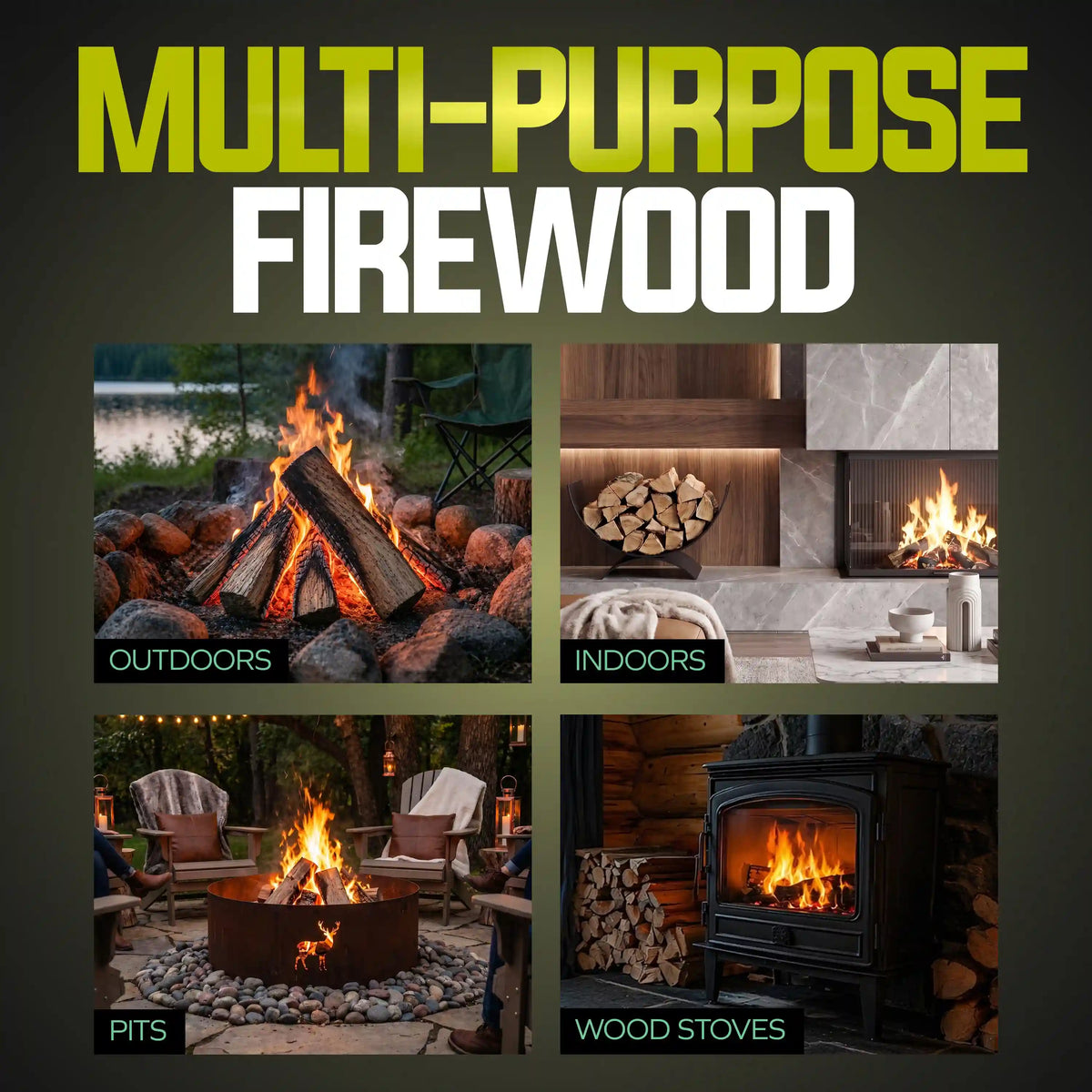 Sun Joe 16'' Pine Aromatic Firewood | 100% Natural Kiln-Dried for Fireplaces, Campfires, Wood Stoves & Fire Pits | 30-Lb. Box