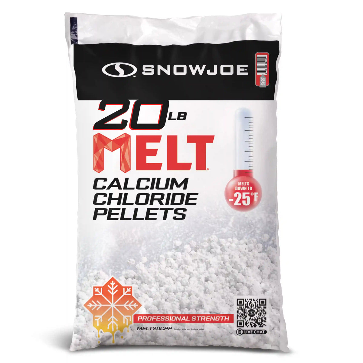 Snow Joe Pure Calcium Chloride Ice Melt Pellets | 20-Lb. Bag | 94% Pure | Melts Down To -25°F