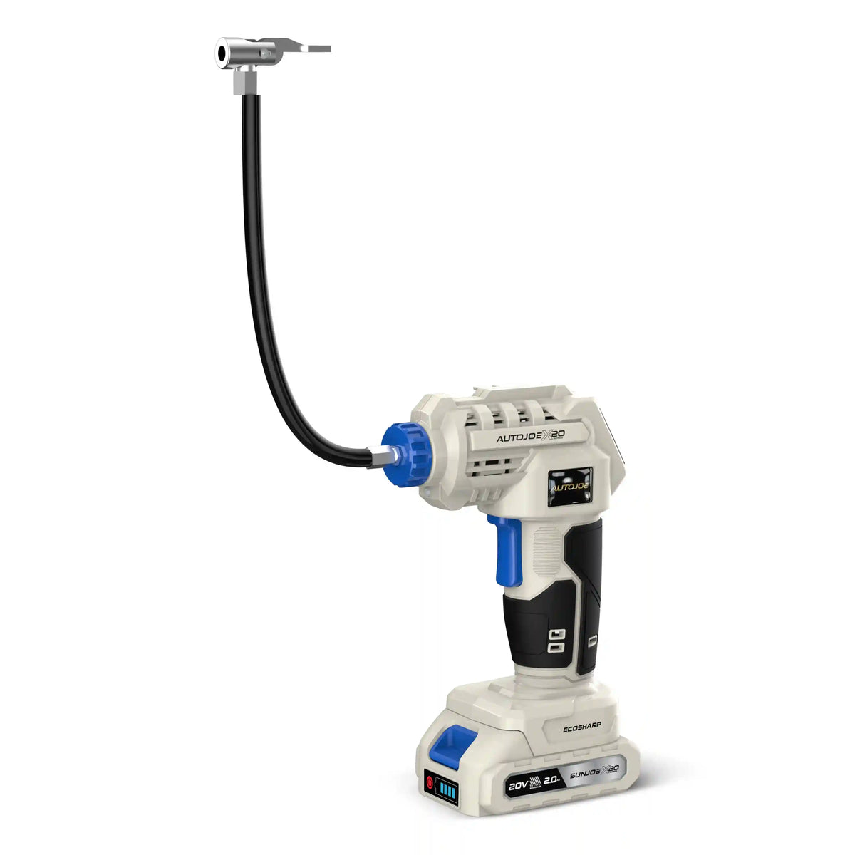 Auto Joe 20-Volt ECOSHARP Cordless X20 Air Compressor | 150 PSI Max | W/ 2000 mAh Battery (2.0-Amp) Battery + Charger