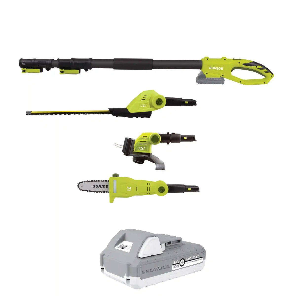 Sun Joe 24-Volt* IONMAX Cordless Lawn Care System Kit | Hedge Trimmer | Pole Saw | Grass Trimmer | W/ 2.0-Ah Battery + Charger