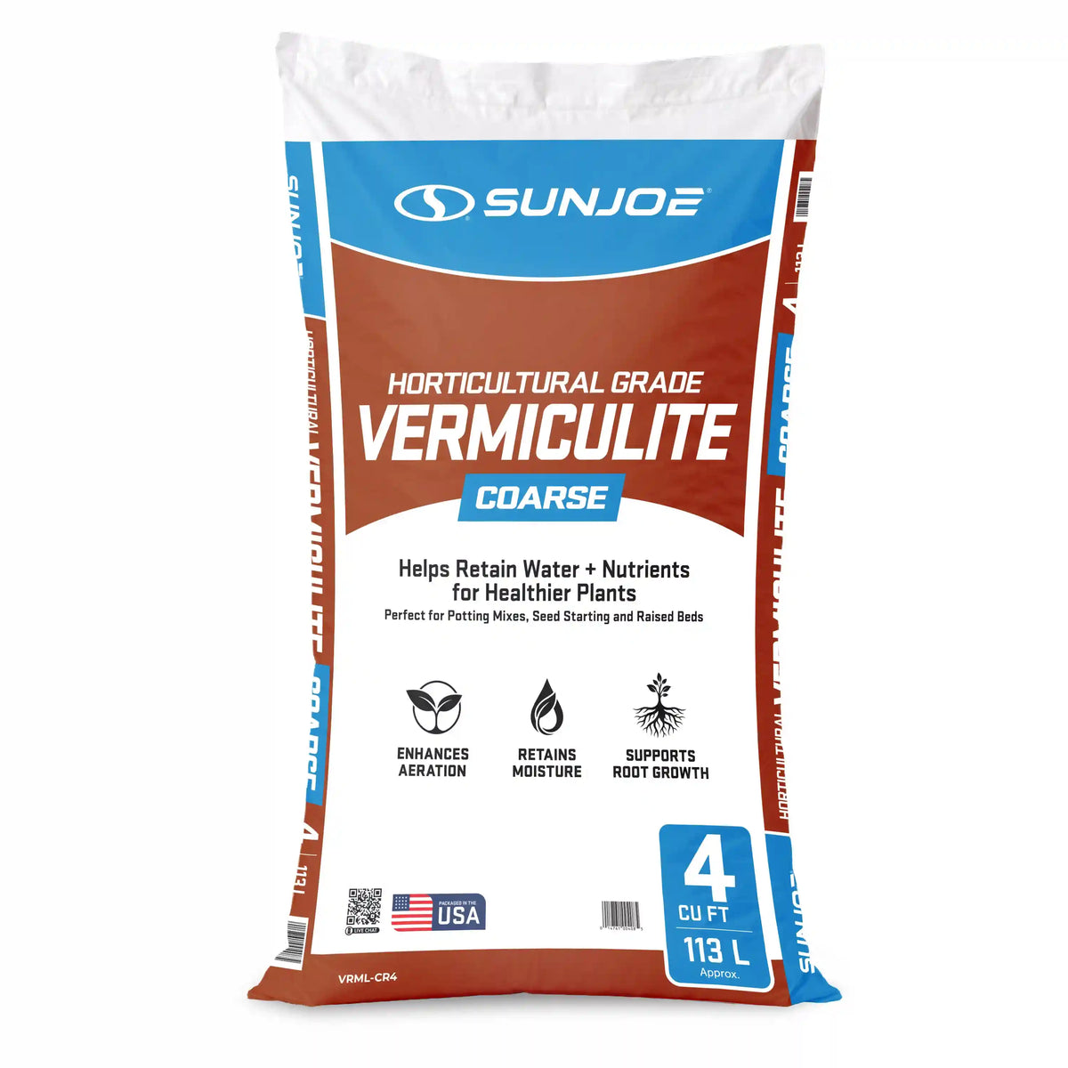 Sun Joe Horticulture Grade Vermiculite | Helps Retain Water + Nutrients for Healthier Plants | Course | 4 cu ft bag