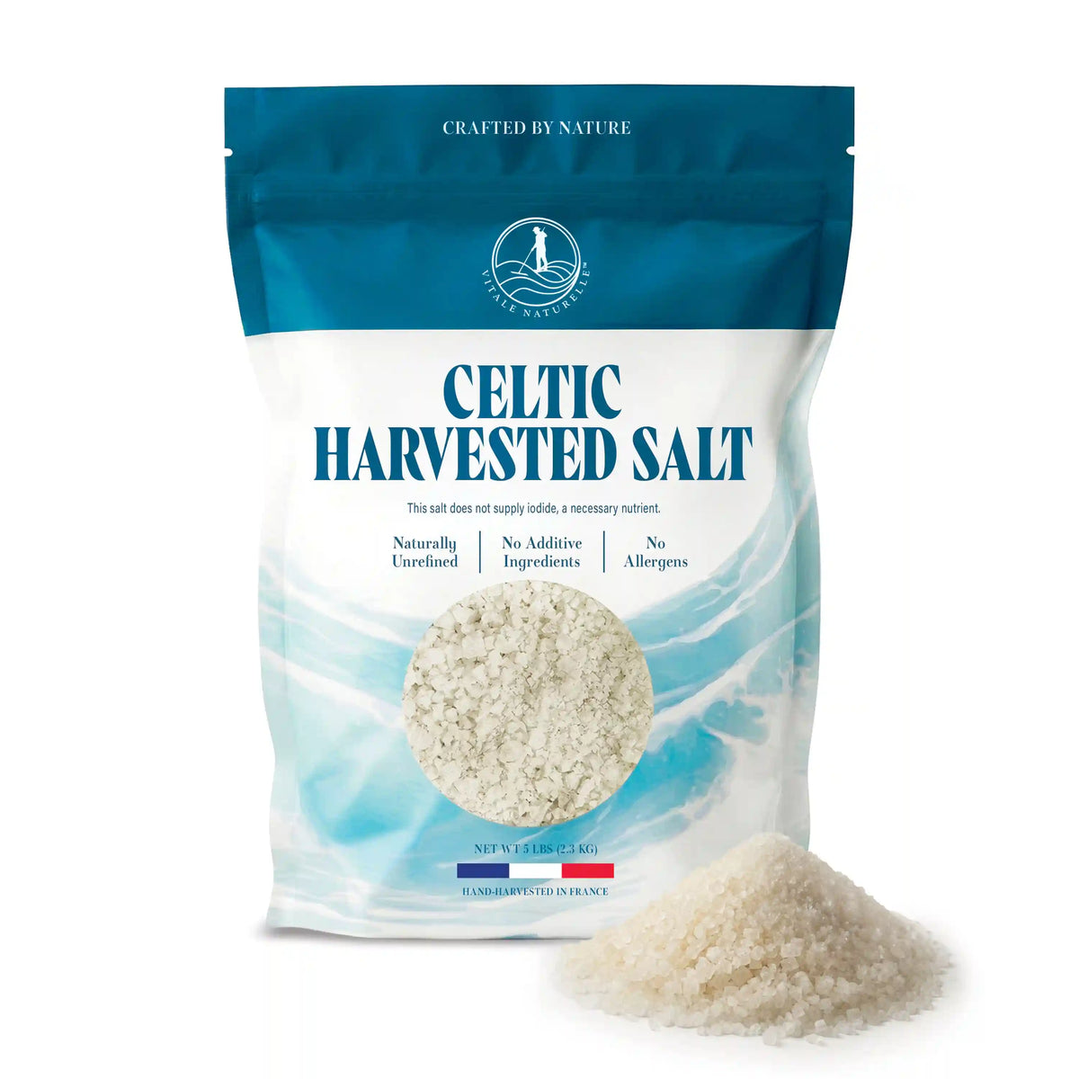 Vitale Naturelle Celtic Sea Salt for Cooking and Spa | Naturally Unrefined | No Additive Ingredients | 25-Lb Bulk Case (5x5-Lb Bags)