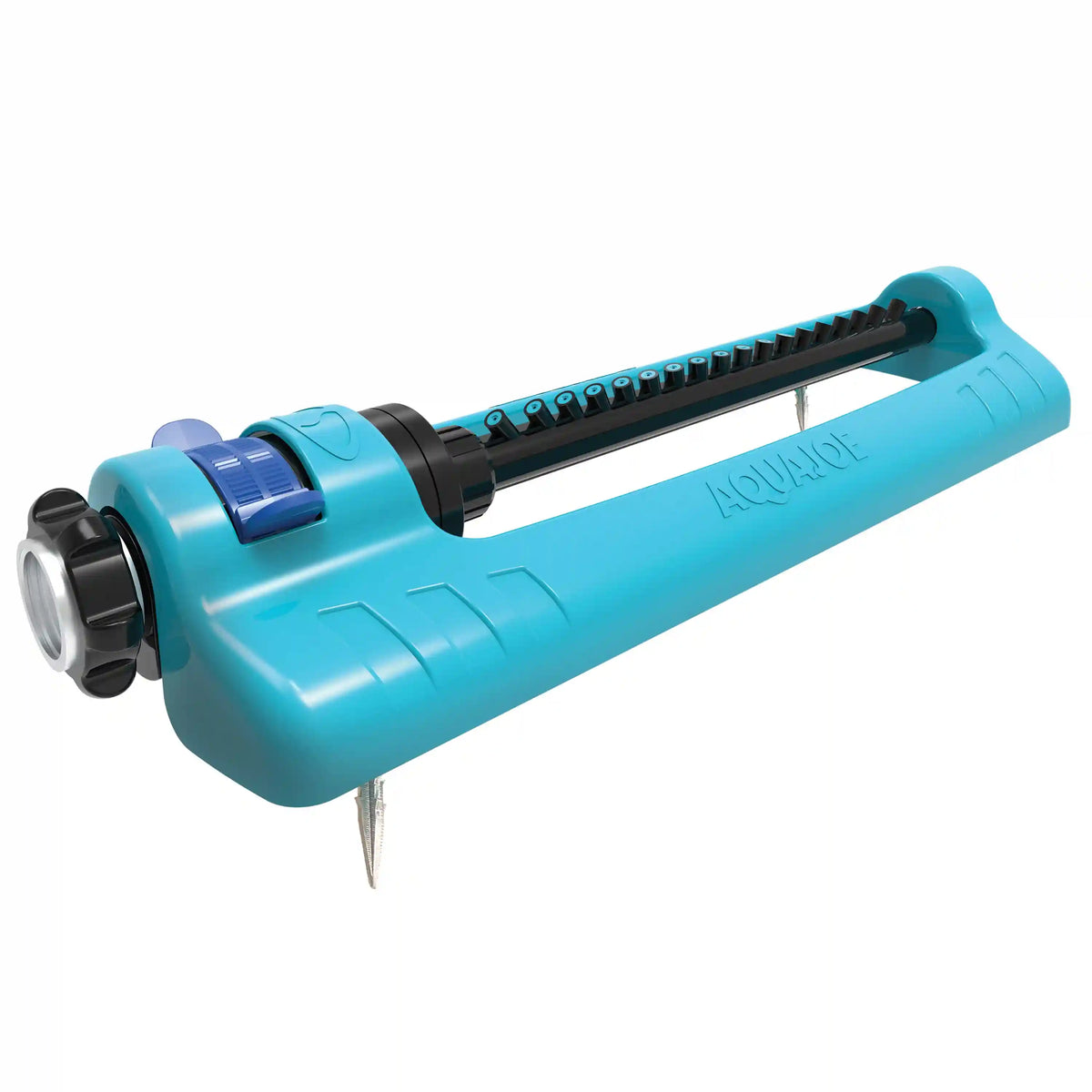 Aqua Joe Oscillating Sprinkler with Adjustable Spray, 18 Clog-Resistant Nozzles | Standard Base w/Metal Ground Spike | 3700 Square Foot Coverage