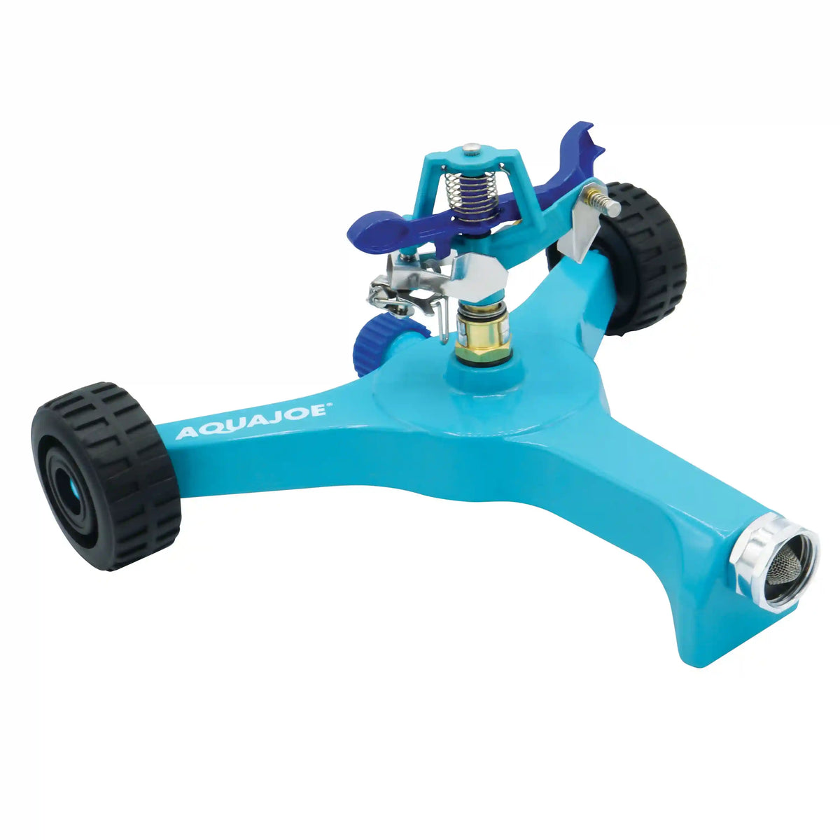 Aqua Joe Indestructible Zinc Impulse 360 Degree Sprinkler | Customizable Coverage | 10'' Wheel Base | 1390 sq ft Max Coverage