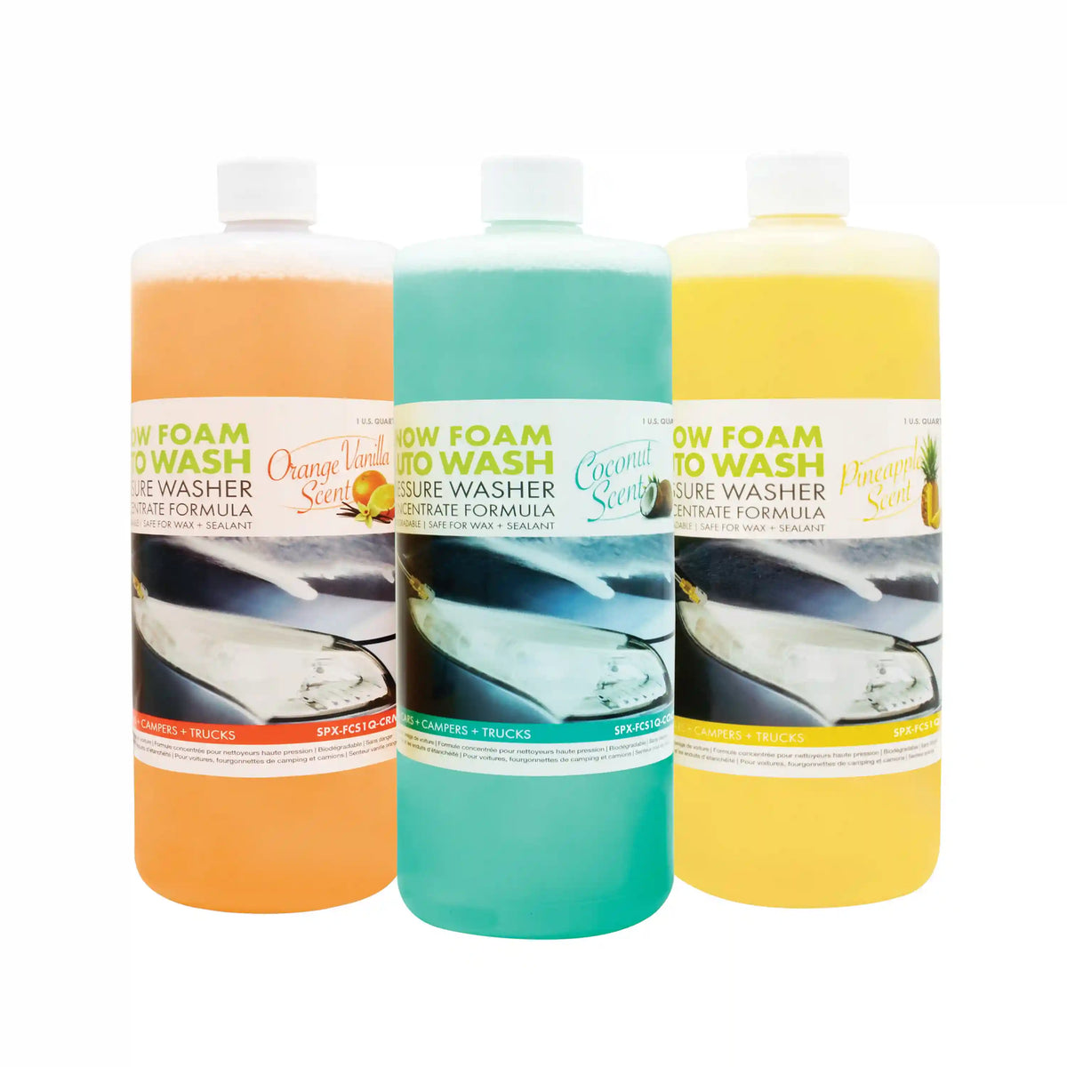 Sun Joe 3-Pack Pressure Washer Auto Snow Foam Trio | Pineapple | Orange-Vanilla | Coconut