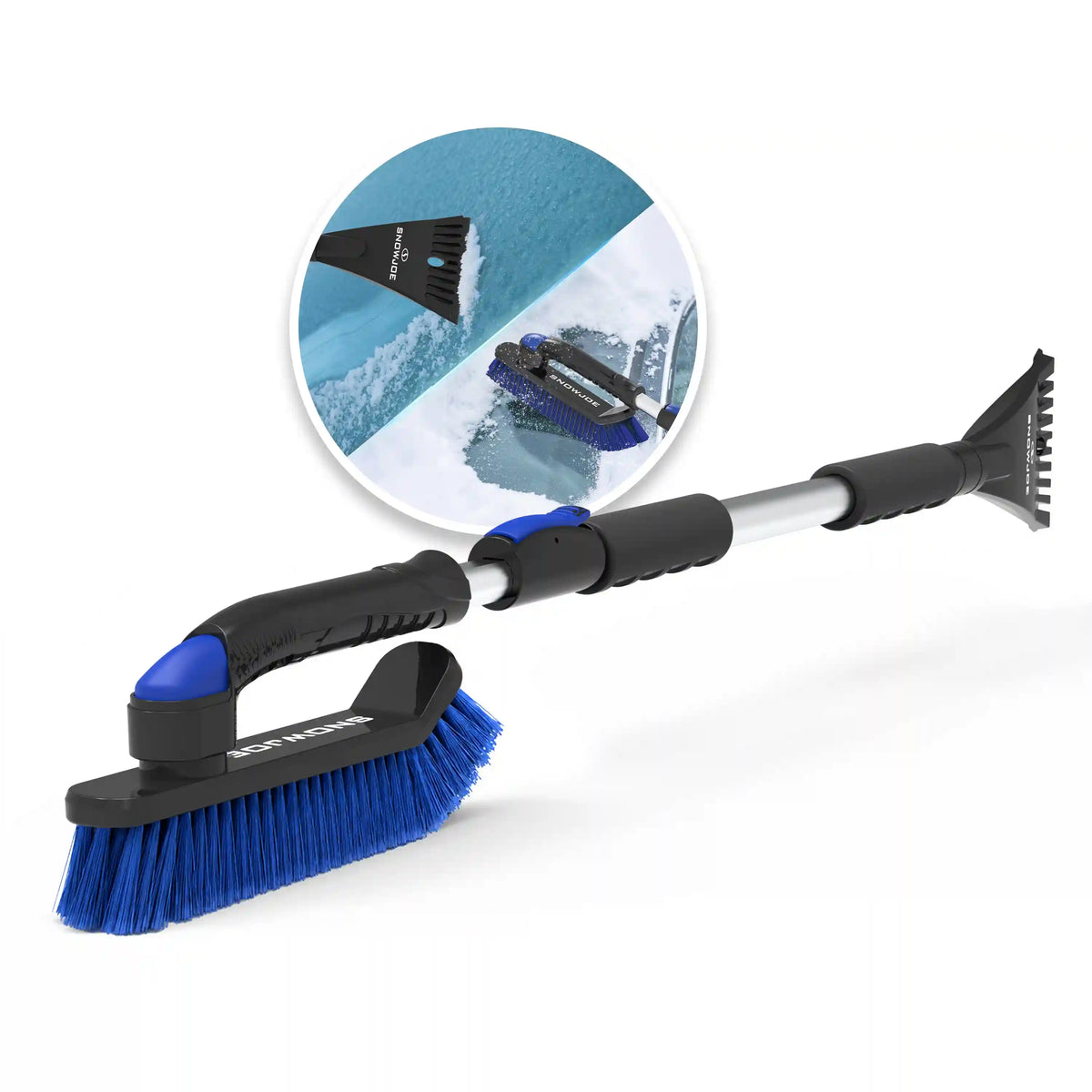 Snow Joe SJEG-SB52 Winter Telescopic Snow Removal Brush + De-icing Shovel | 360° Swivel Adjustment | 52-Inch Telescopic