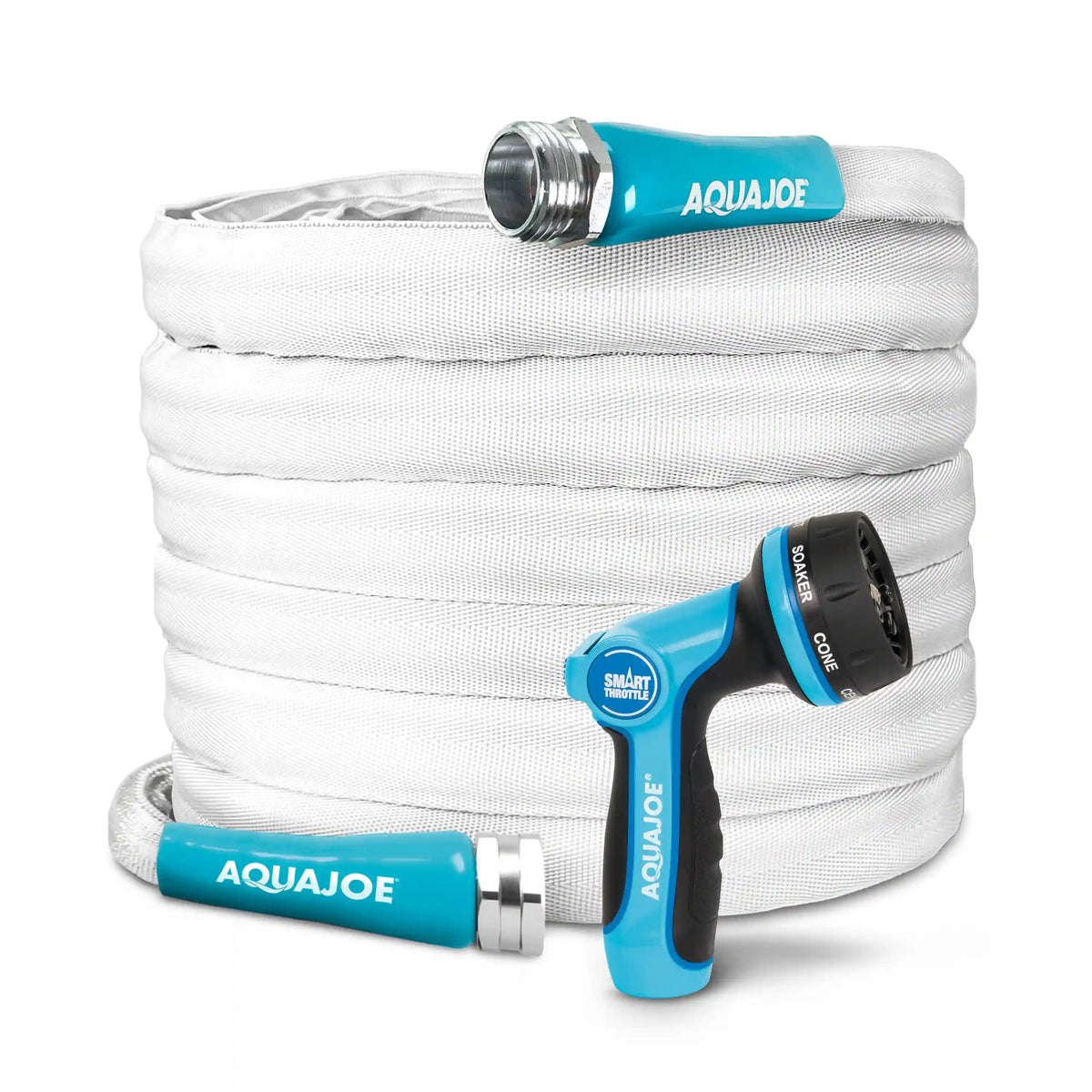 Aqua Joe Marine-Grade All-Purpose RV Hose + Multi-Function Hose Nozzle | 50-Foot | 7 Spray Patterns