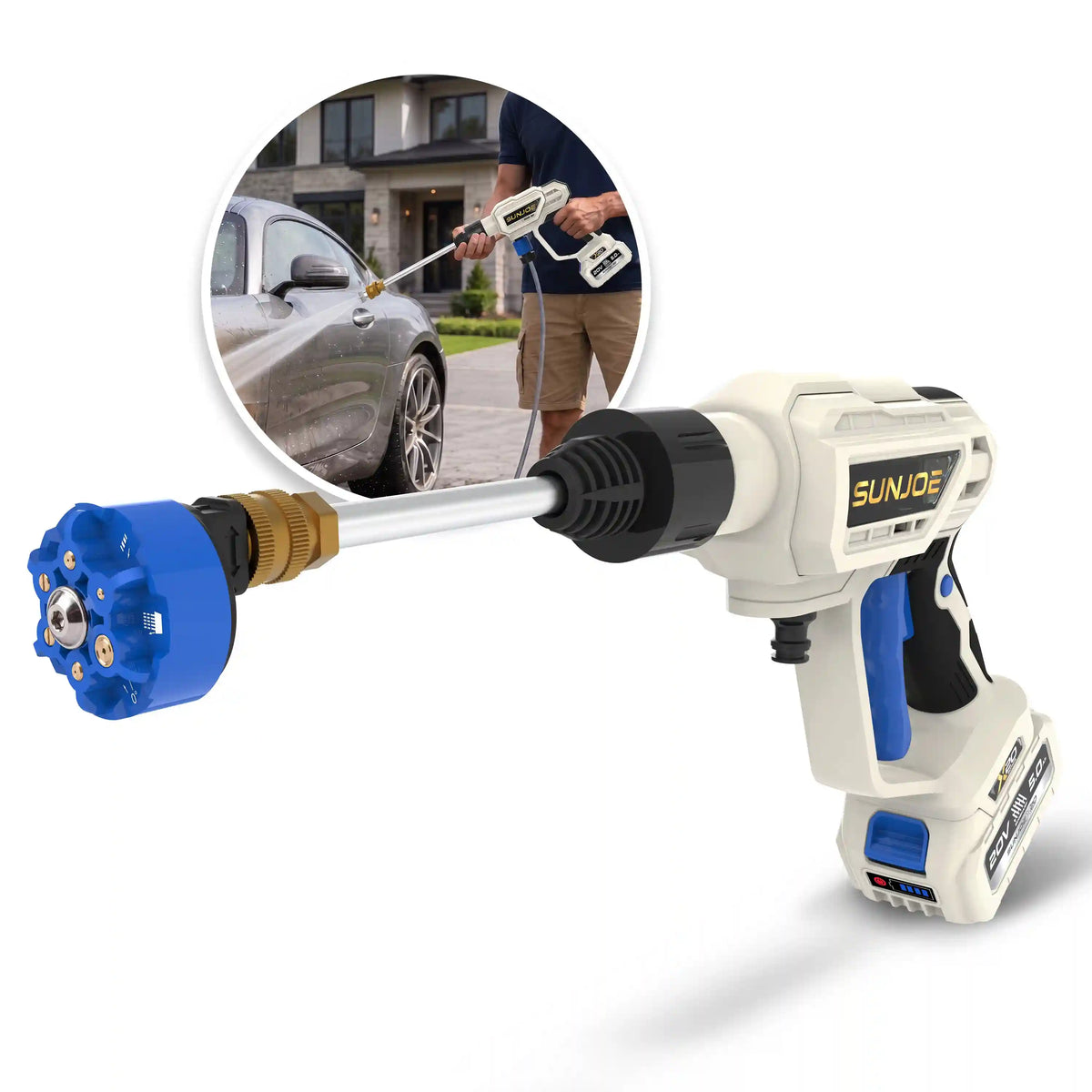 Sun Joe 20-Volt ECOSHARP Cordless X20 Xtream Cordless Pressure Washer | 350-PSI | W/ 5.0-Ah Battery + Charger