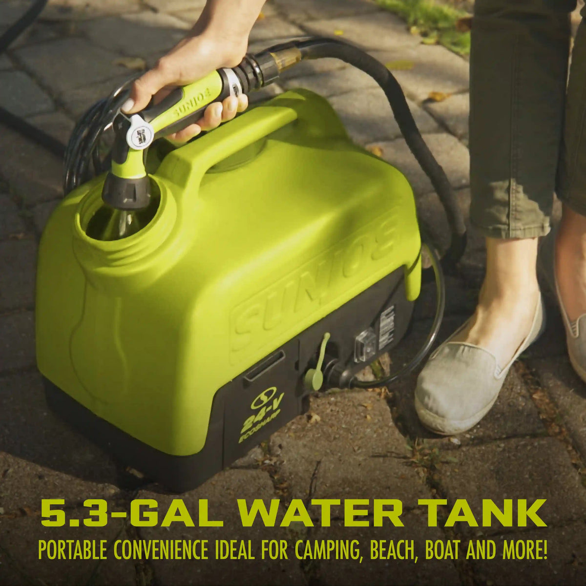 Sun Joe 24-Volt* IONMAX Cordless Go-Anywhere Portable Sink/Shower Spray Washer Kit | 5 Gal | 116 PSI Max* | 1.5 GPM Max* | W/ 2.0Ah Battery + Charger