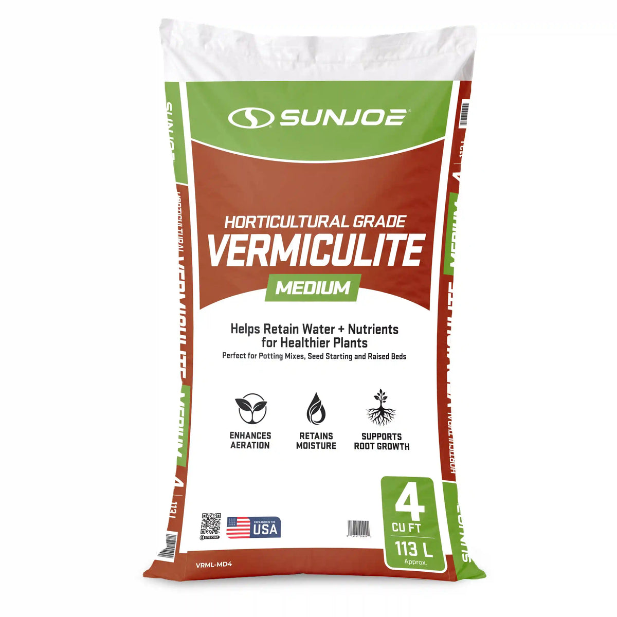 Sun Joe Horticulture Grade Vermiculite | Helps Retain Water + Nutrients for Healthier Plants | Medium | 4 cu ft bag