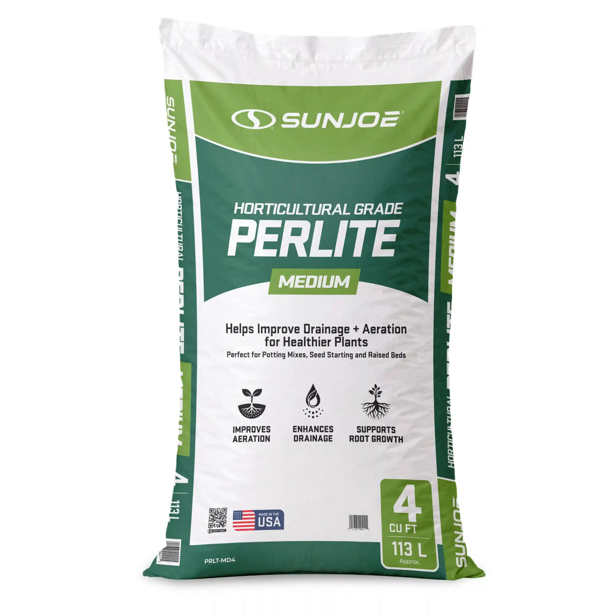 Sun Joe Horticulture Grade Perlite | Improves Drainage + Aeration for Healthier Plants | Medium | 4 cu ft bag