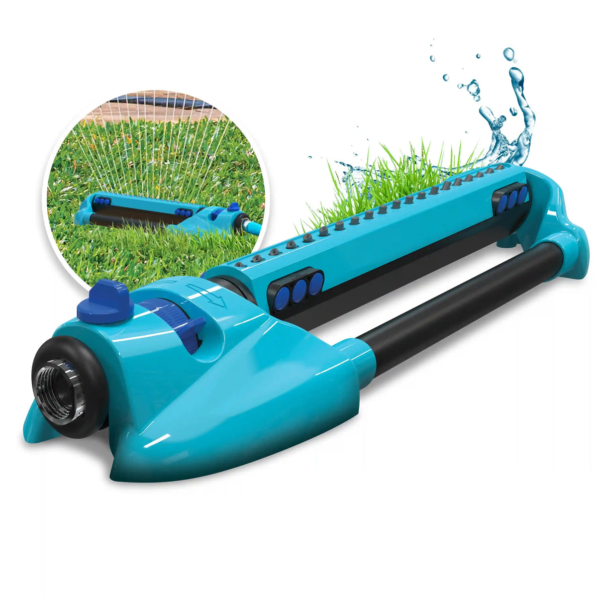 Aqua Joe AJ-OMS20-BRS Indestructible Metal Base Oscillating Sprinkler | Customizable Coverage | 4973 sq ft Max Coverage