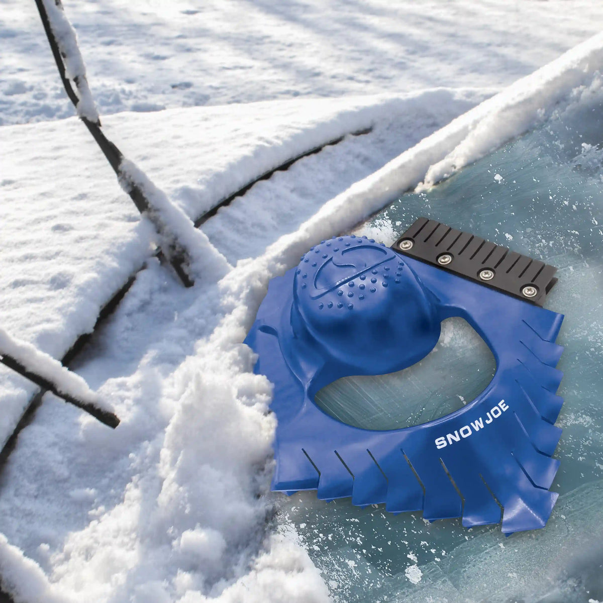 Snow Joe Ice Dozer Ice & Snow Scraper Tool | Squeegee Brush | Windshield Wiper Notch