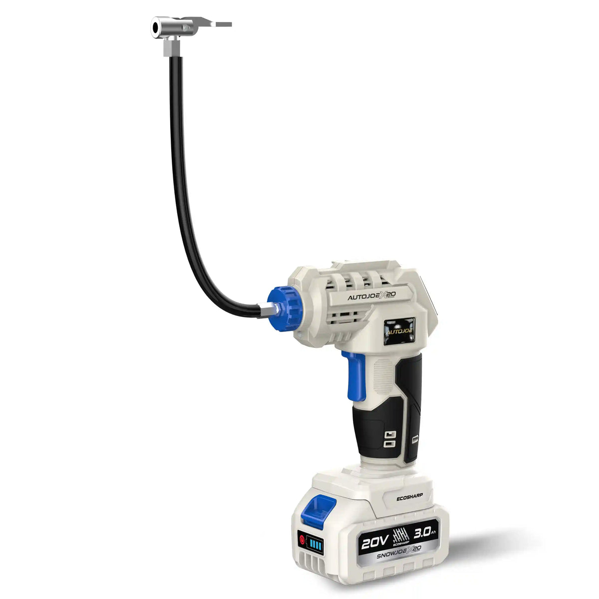 Auto Joe 20-Volt ECOSHARP Cordless X20 Air Compressor | 150 PSI Max | W/ 3000 mAh (3.0-Amp) Battery + Charger