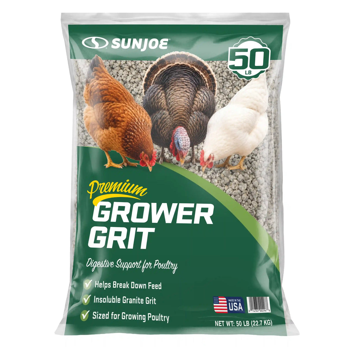 Sun Joe Premium Grower Grit | Digestive Support for Poultry | 50-Lb. Bag
