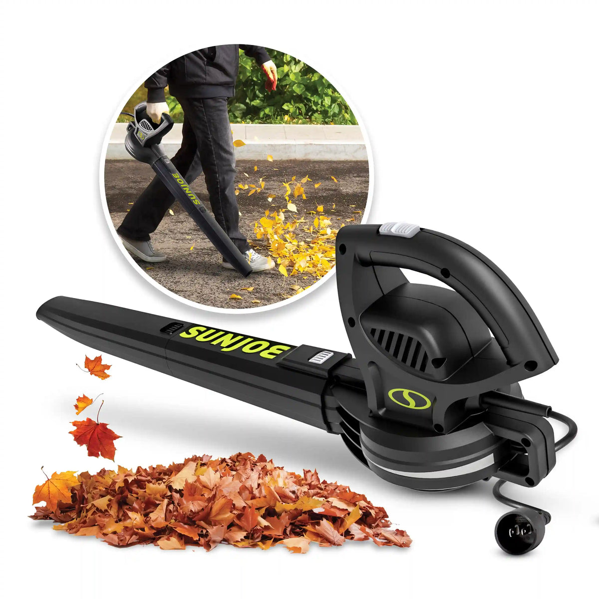 Sun Joe All-Purpose Electric Leaf Blower | 6-Amp | 155 MPH | 260 CFM (Black)