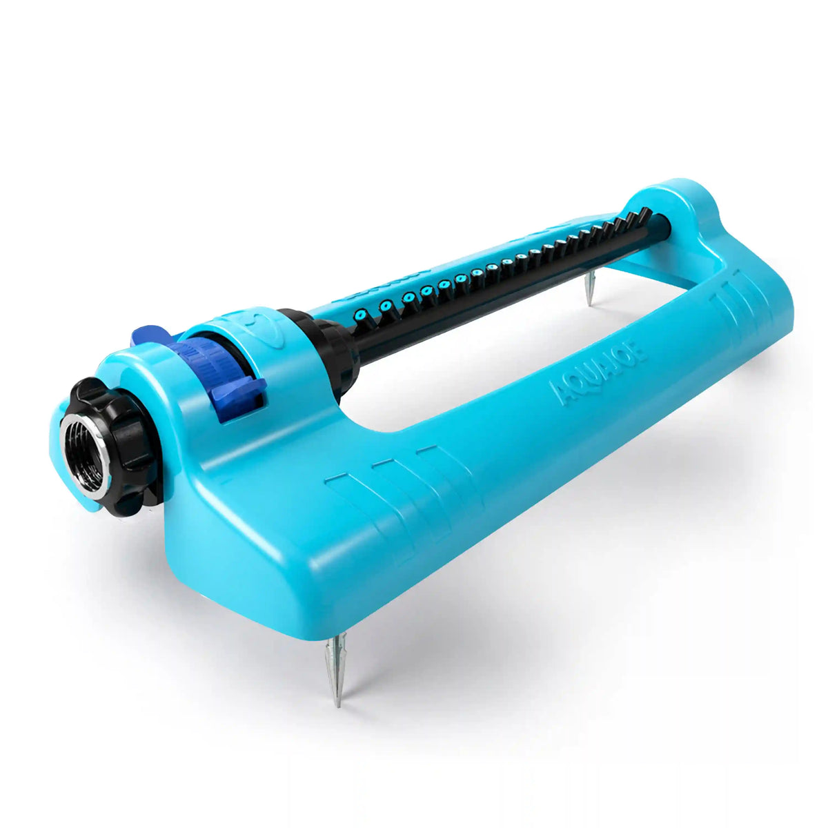 Aqua Joe Oscillating Sprinkler with Adjustable Spray, 20 Clog-Resistant Nozzles | Standard Base w/Metal Ground Spike | 4000 Square Foot Coverage