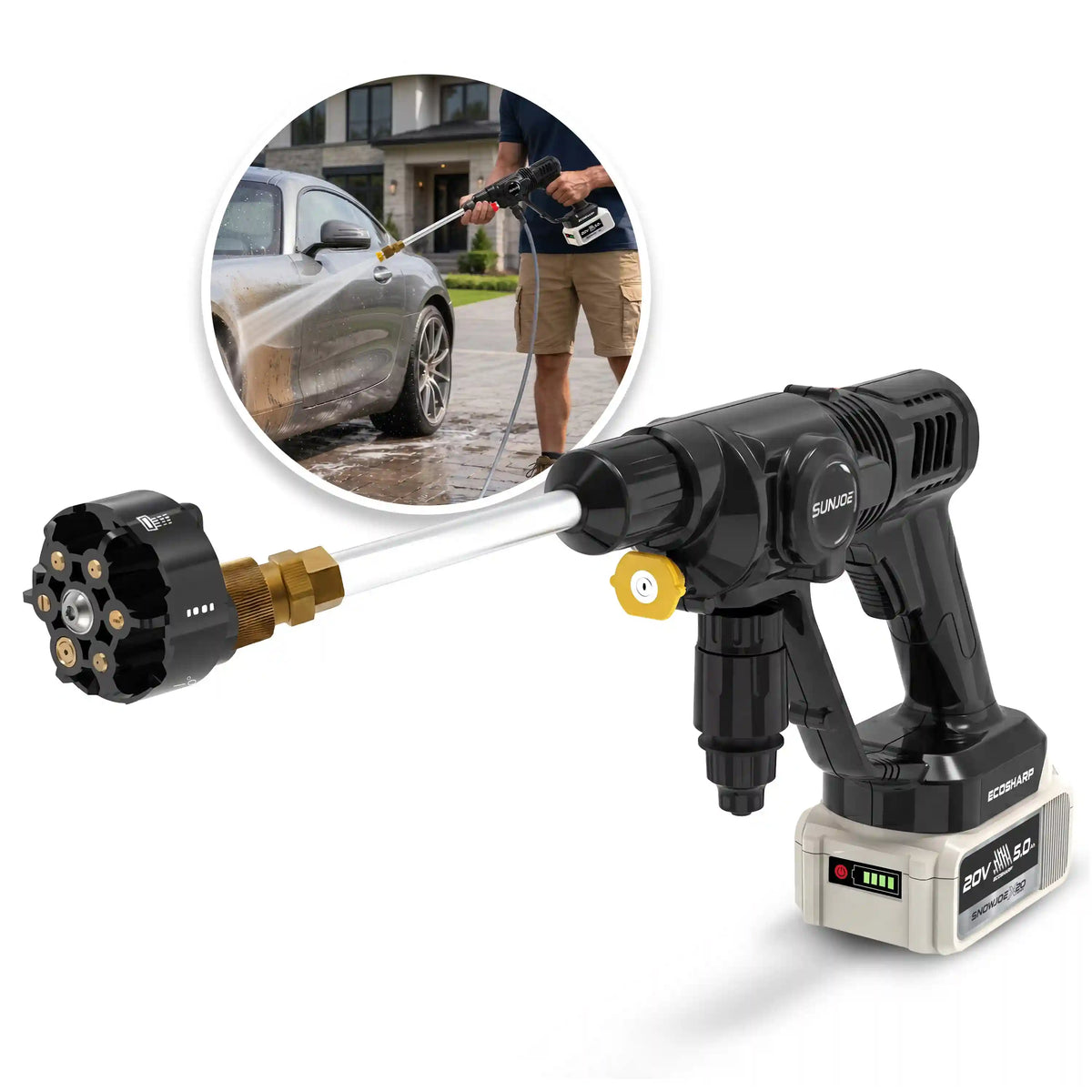 Sun Joe 20-Volt ECOSHARP Cordless X20 Pressure Sprayer | 290 PSI | W/ 5000 mAh (5.0-Amp) Battery + Charger