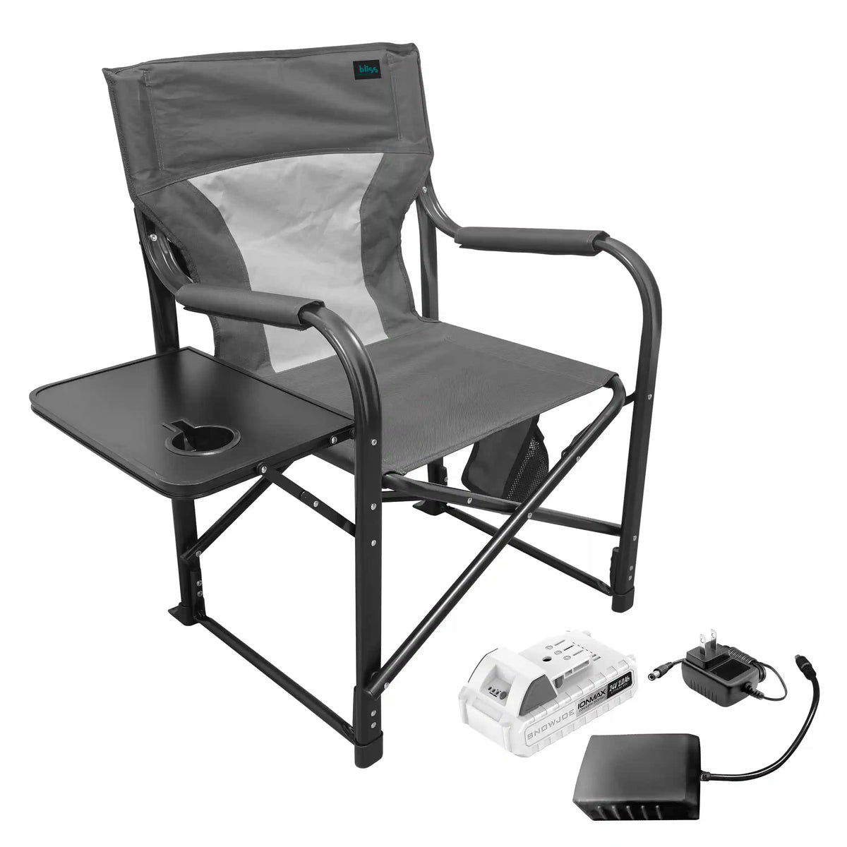 Bliss Hammocks 24-Volt Heated Directors Seat | 21-in Wide | 3 Temp Settings | 2.0-Ah Battery + Charger (Gray)