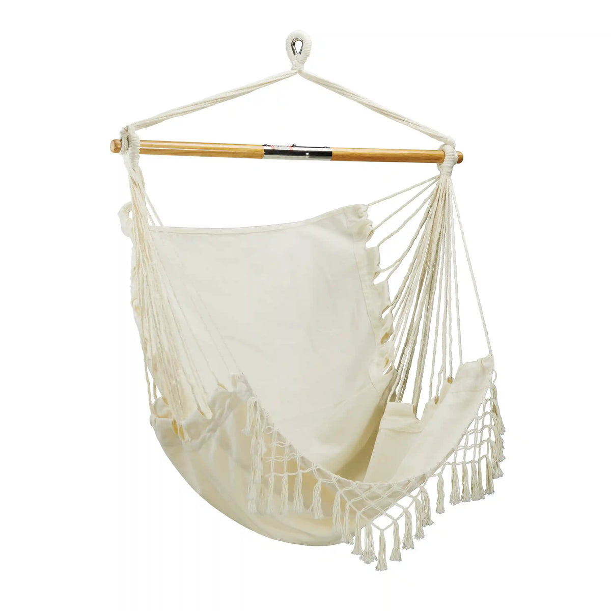 Bliss Hammocks BHC-412FR Island Rope Fringed Hammock Chair W/ Spreader Bar & Hanging Hardware | 40-in. Wide | 250 Lb. Capacity